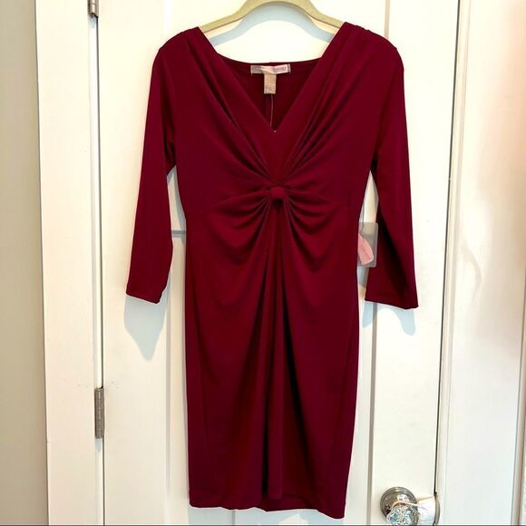 Forever 21 V-Neck MINI Stretch Dress Burgundy Wine Women’s Small (S) NWT - Picture 2 of 11
